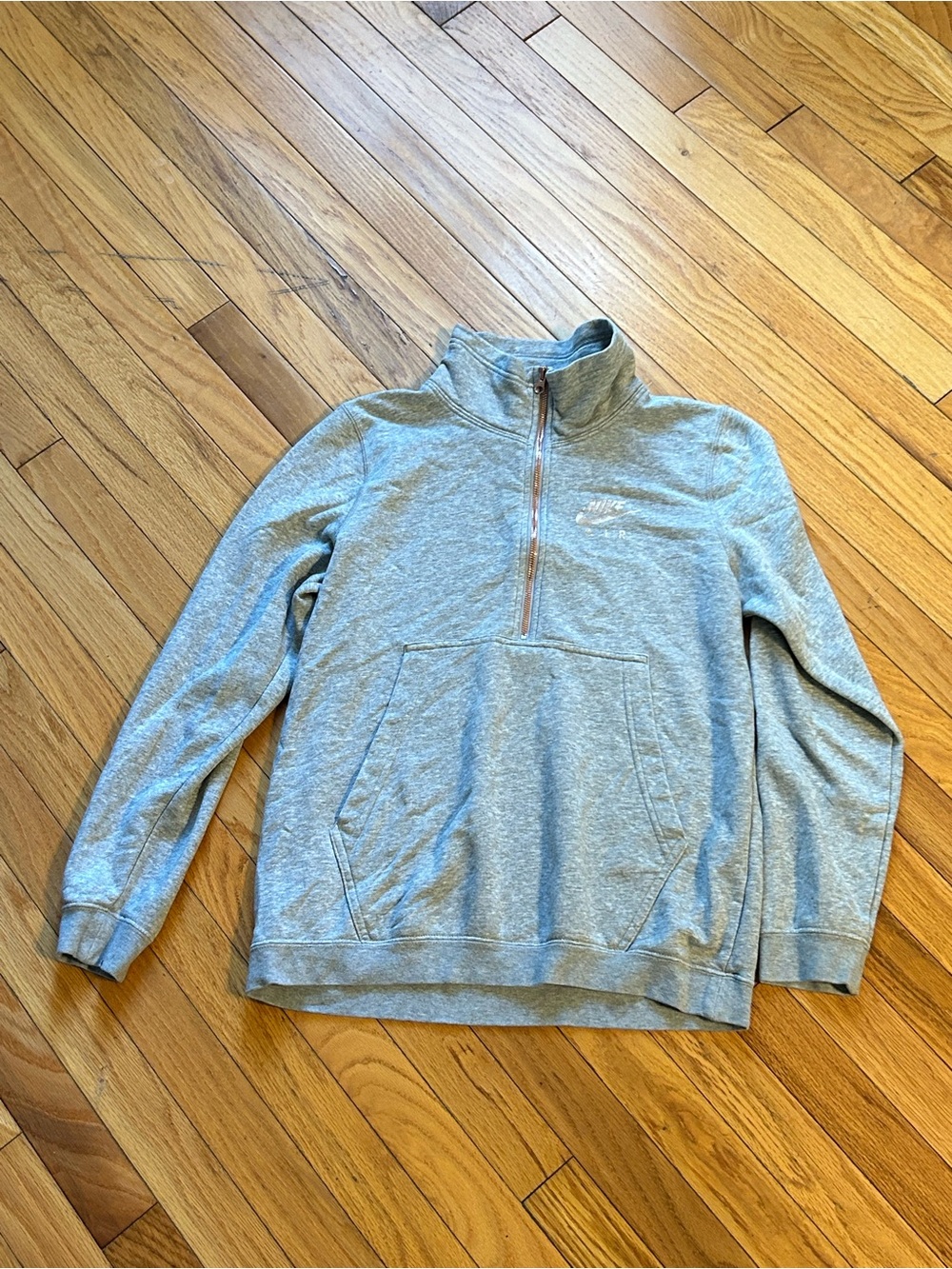 Nike Women’s Light Gray Heather Quarter-Zip Hoodie